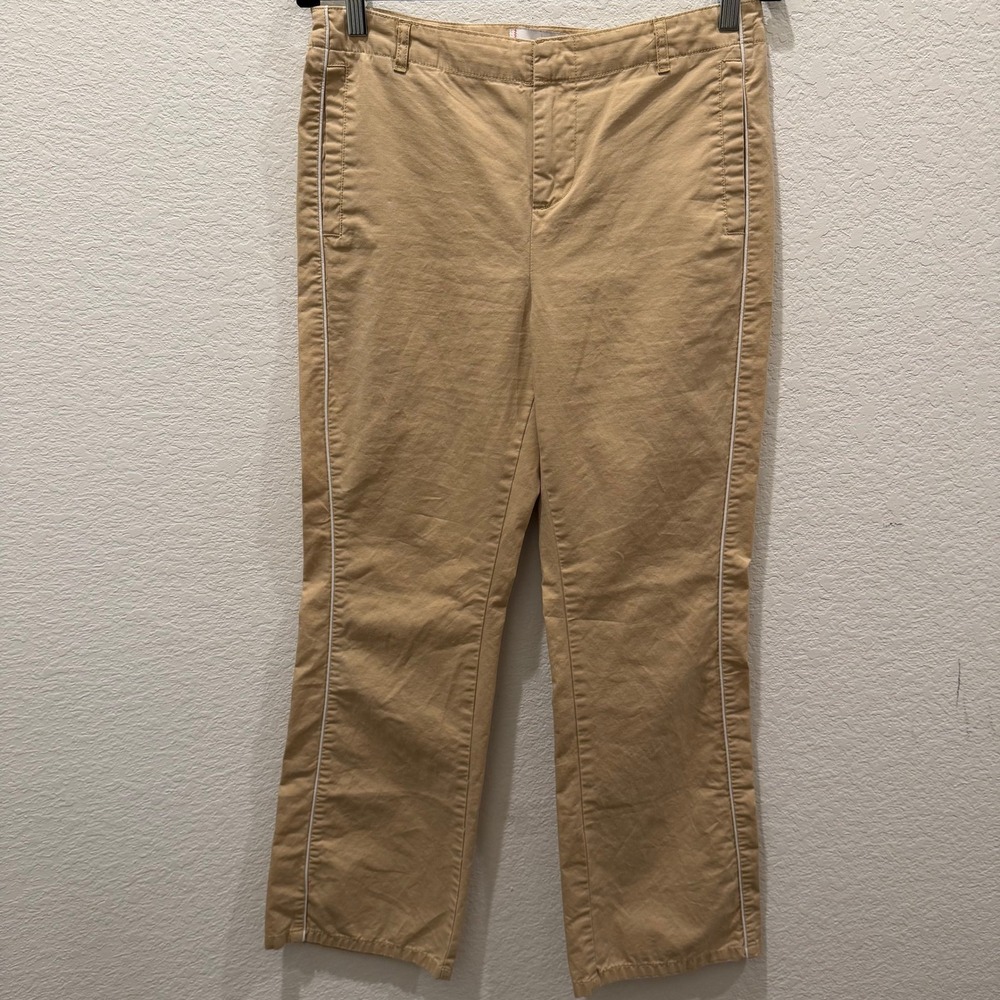 BDG Urban Outfitters Khaki Chino Pants White Side Stripe Piping Tan Women 6